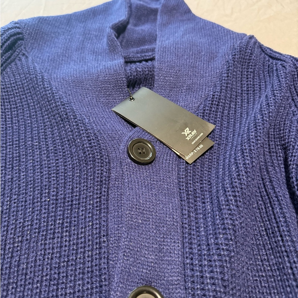 Blue Button-Up Cardigan - Picture 2 of 5